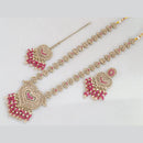 Rajwadi Collection Gold Plated Crystal Pearl And Beads Long Necklace Set