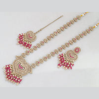 Rajwadi Collection Gold Plated Crystal Pearl And Beads Long Necklace Set