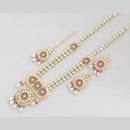 Rajwadi Collection Gold Plated Crystal Beads And Pearl Long Necklace Set