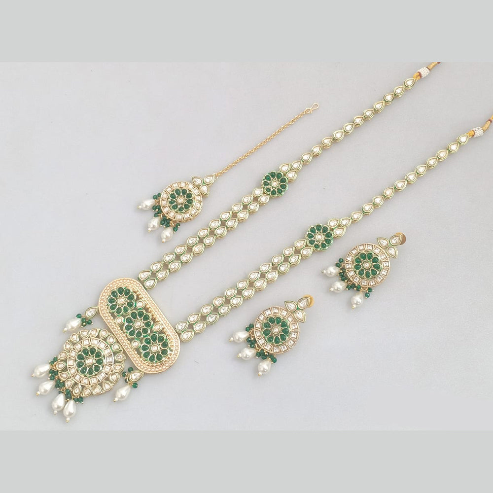 Rajwadi Collection Gold Plated Crystal Beads And Pearl Long Necklace Set
