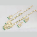 Rajwadi Collection Gold Plated Crystal Beads And Pearl Long Necklace Set