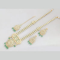 Rajwadi Collection Gold Plated Crystal Beads And Pearl Long Necklace Set