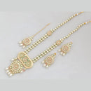 Rajwadi Collection Gold Plated Crystal Beads And Pearl Long Necklace Set