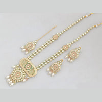 Rajwadi Collection Gold Plated Crystal Beads And Pearl Long Necklace Set