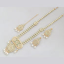 Rajwadi Collection Gold Plated Crystal Beads And Pearl Long Necklace Set