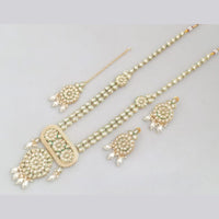 Rajwadi Collection Gold Plated Crystal Beads And Pearl Long Necklace Set