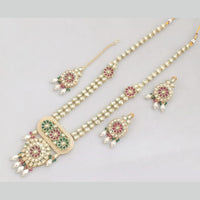 Rajwadi Collection Gold Plated Beads And Kundan Long Necklace Set