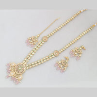 Rajwadi Collection Gold Plated Kundan Beads And Pearl Long Necklace Set