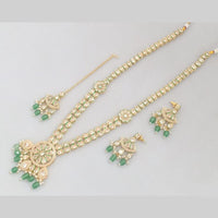 Rajwadi Collection Gold Plated Kundan Beads And Pearl Long Necklace Set