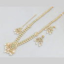 Rajwadi Collection Gold Plated Kundan Beads And Pearl Long Necklace Set