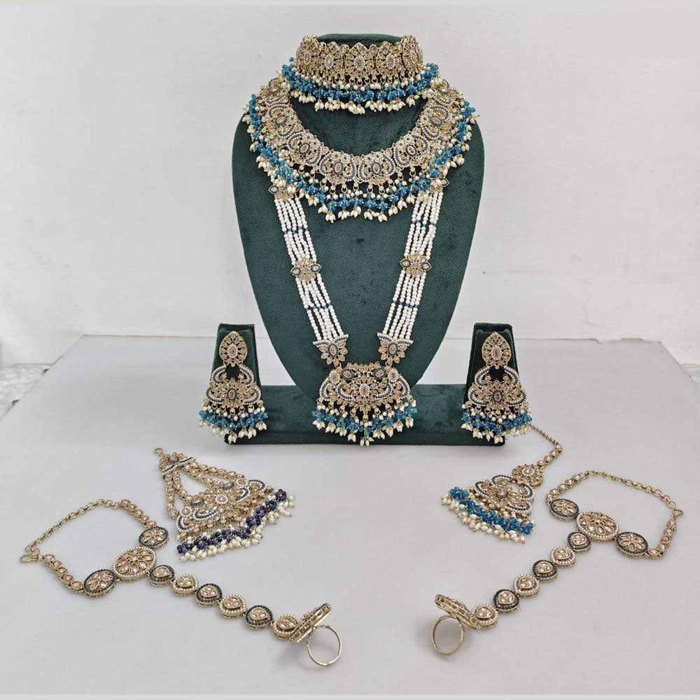Rajwadi Collection Gold Plated Crystal And Pearl Bridal Set