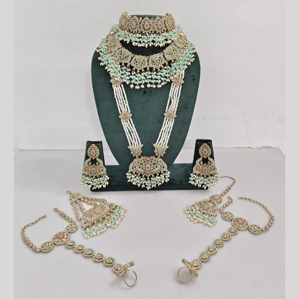 Rajwadi Collection Gold Plated Crystal And Pearl Bridal Set