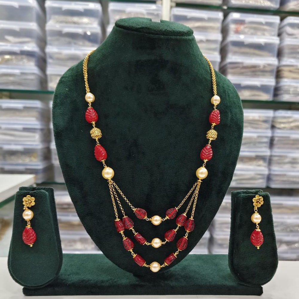 Rajwadi Collection Beads And Pearl Necklace Set
