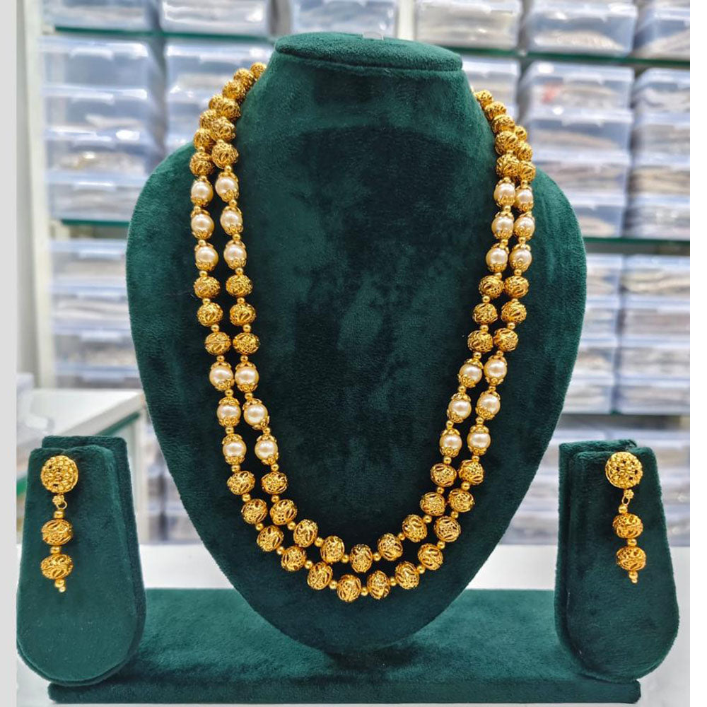 Rajwadi Collection Beads And Pearl Necklace Set