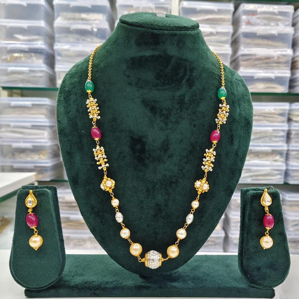 Rajwadi Collection Beads And Pearl Necklace Set