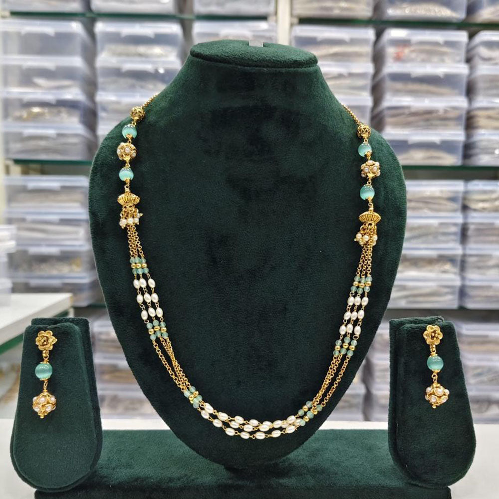 Rajwadi Collection Beads And Pearl Necklace Set