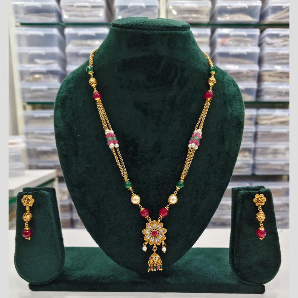 Rajwadi Collection Beads And Pearl Necklace Set