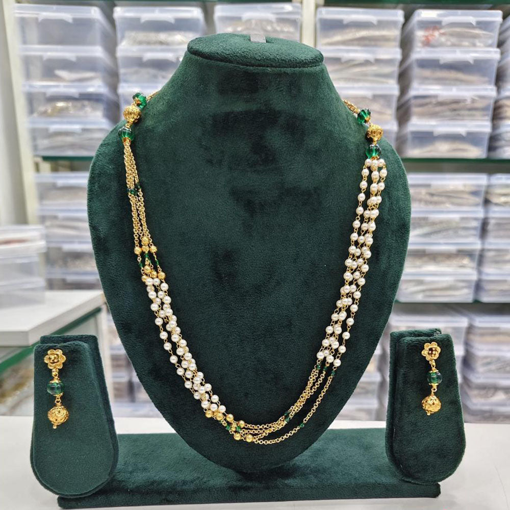 Rajwadi Collection Beads And Pearl Necklace Set