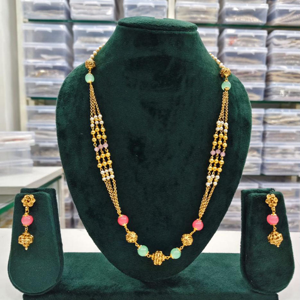 Rajwadi Collection Beads And Pearl Necklace Set