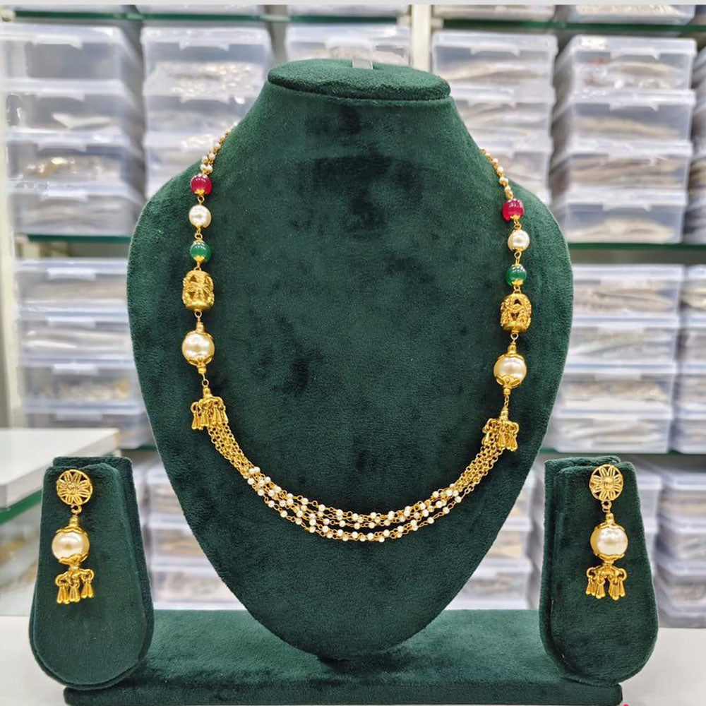 Rajwadi Collection Beads And Pearl Necklace Set