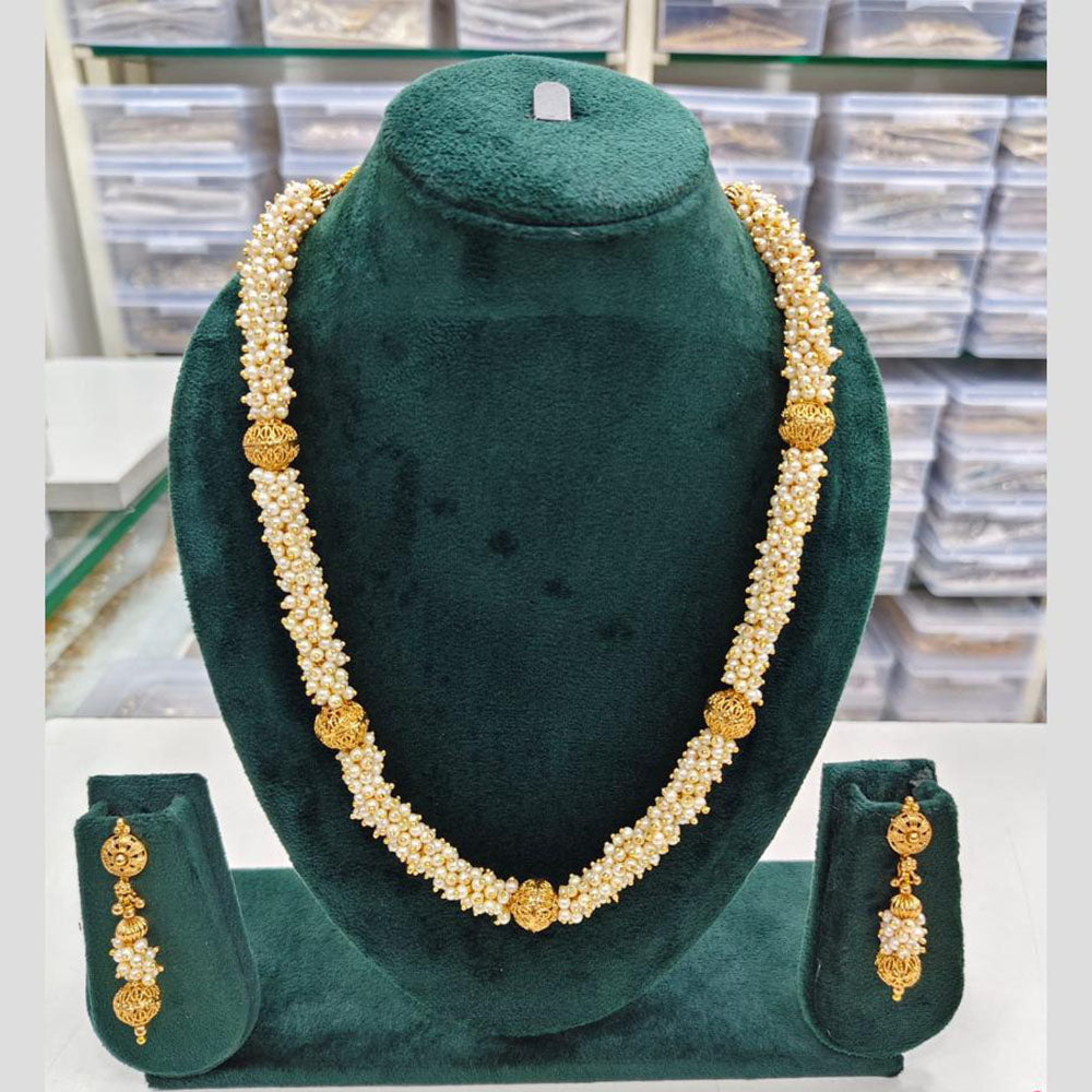 Rajwadi Collection Beads And Pearl Necklace Set