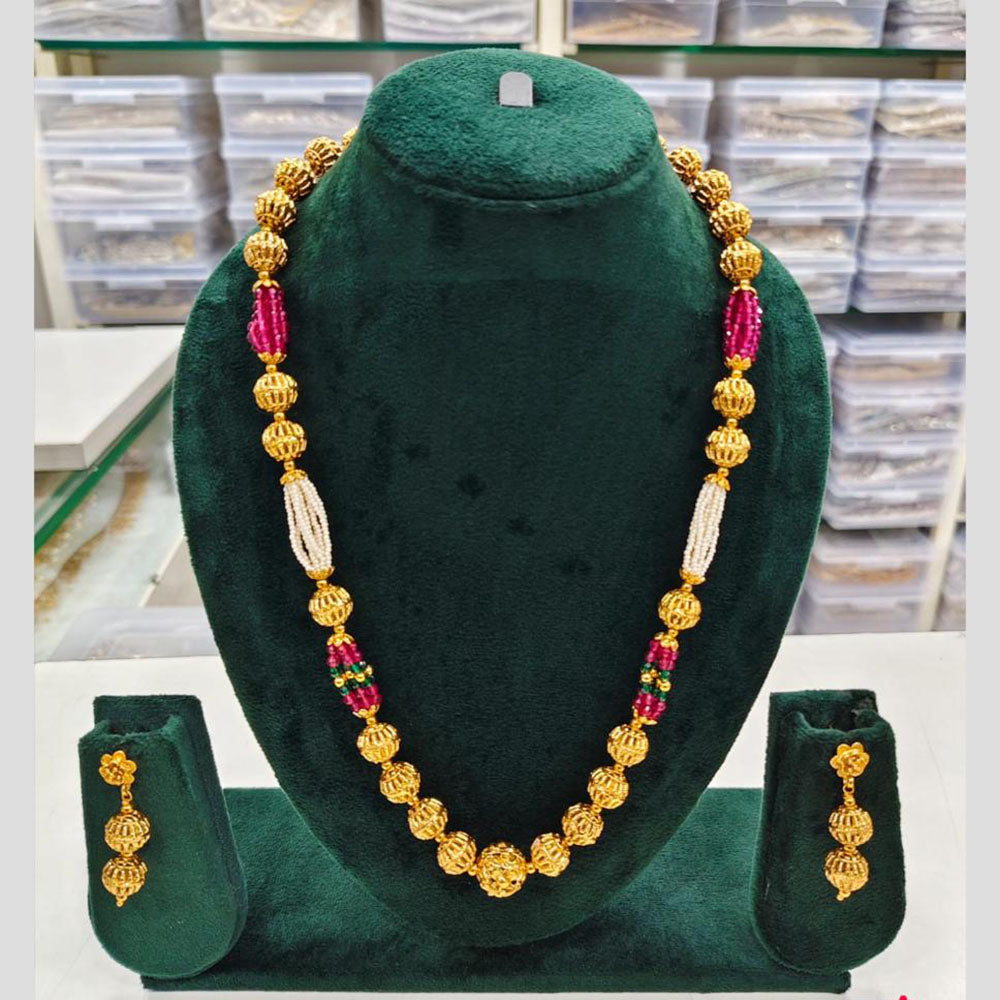 Rajwadi Collection Beads And Pearl Necklace Set