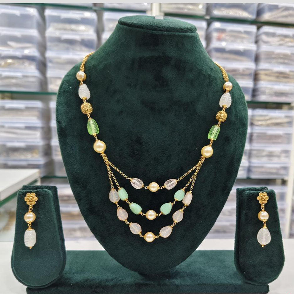 Rajwadi Collection Beads And Pearl Necklace Set