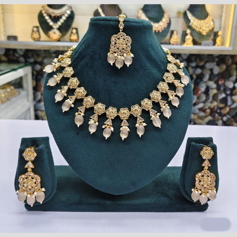 Rajwadi Collection Crystal And Beads Necklace Set