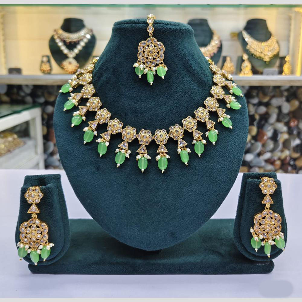 Rajwadi Collection Crystal And Beads Necklace Set