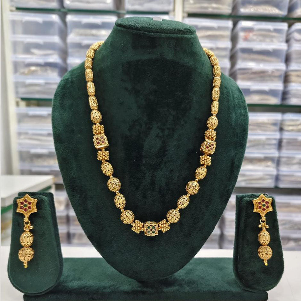 Rajwadi Collection Pota Stone Necklace Set