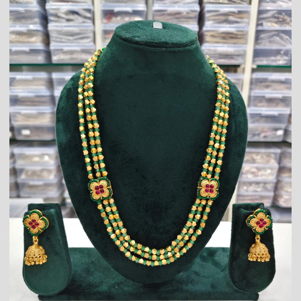 Rajwadi Collection Pota And Beads Multi Layer Necklace Set
