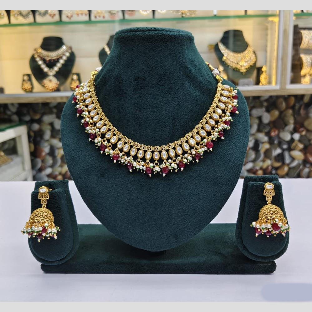 Rajwadi Collection Kundan And Beads Necklace Set