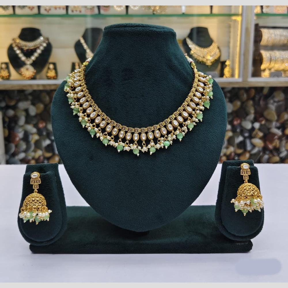 Rajwadi Collection Kundan And Beads Necklace Set