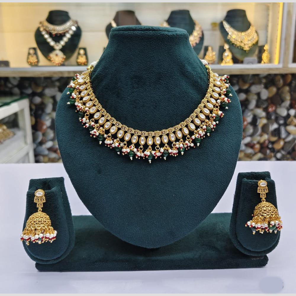 Rajwadi Collection Kundan And Beads Necklace Set