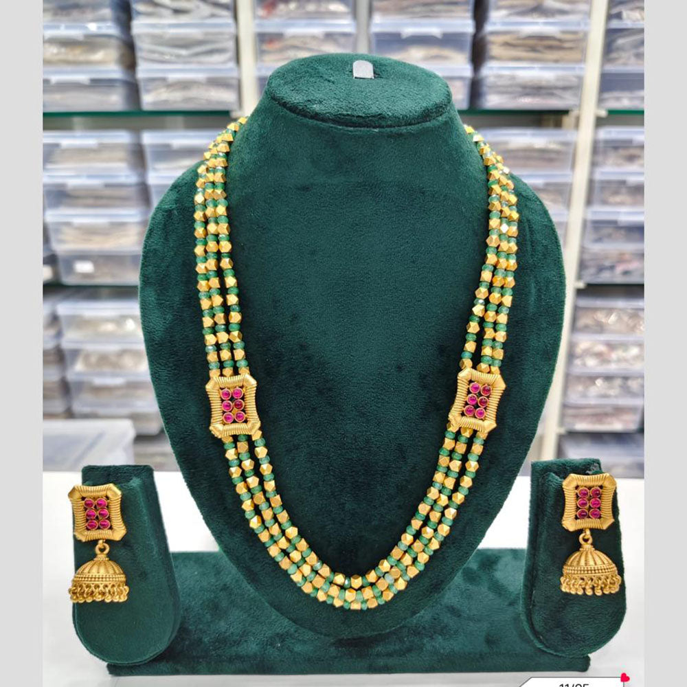Rajwadi Collection Pota And Beads Multi Layer Necklace Set