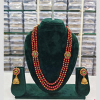 Rajwadi Collection Pota And Beads Multi Layer Necklace Set