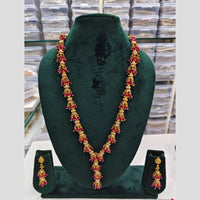 Rajwadi Collection Beads And Pearl Long Necklace Set