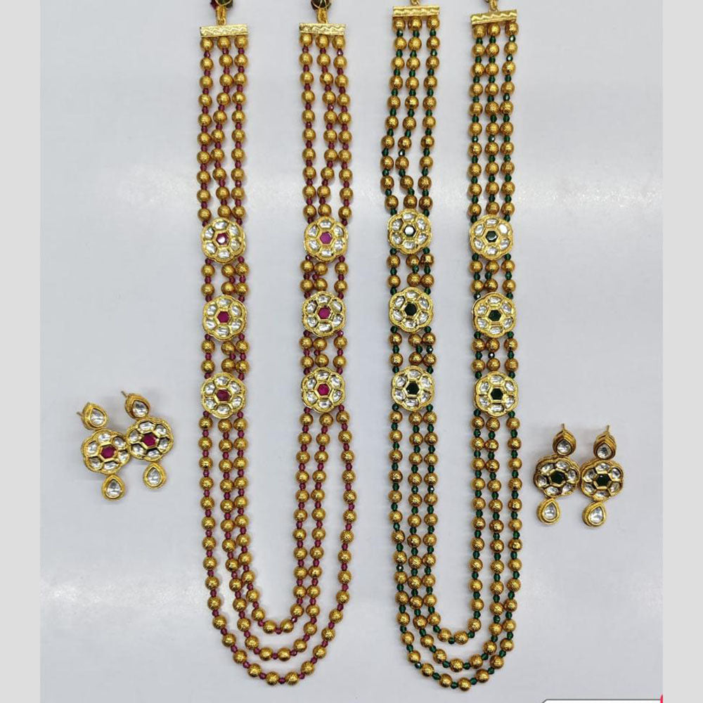 Rajwadi Collection Kundan And Beads Long Necklace Set