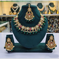 Rajwadi Collection Crystal And Beads Necklace Set