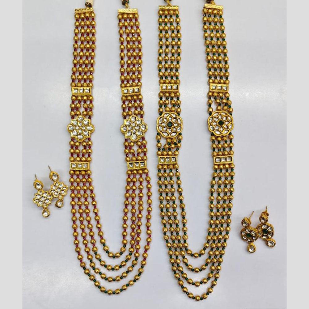 Rajwadi Collection Kundan And Beads Long Necklace Set
