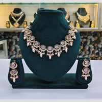 Rajwadi Collection Austrian And Pearl Necklace Set