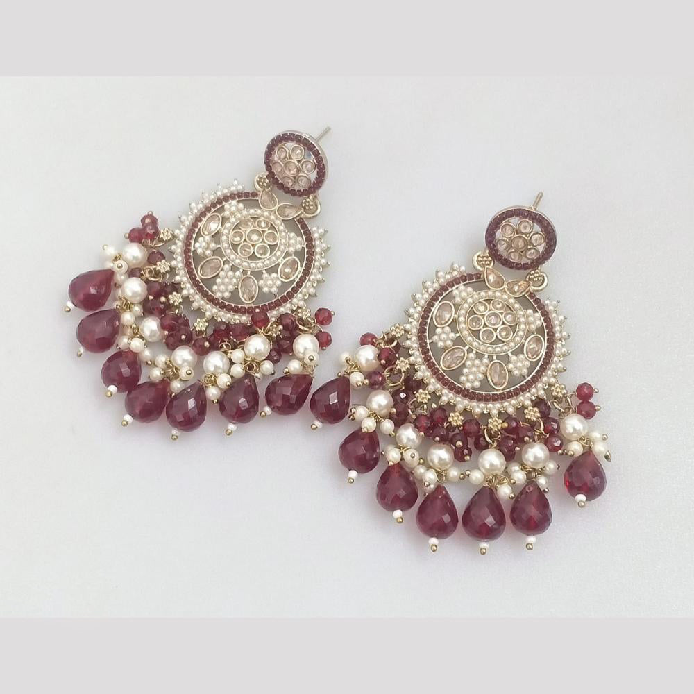 Rajwadi Collection Crystal Stone And Beads Dangler Earrings