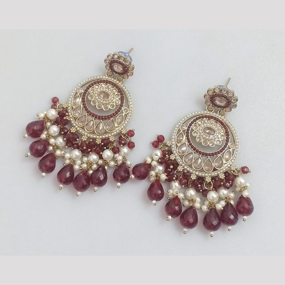 Rajwadi Collection Crystal Stone And Beads Dangler Earrings
