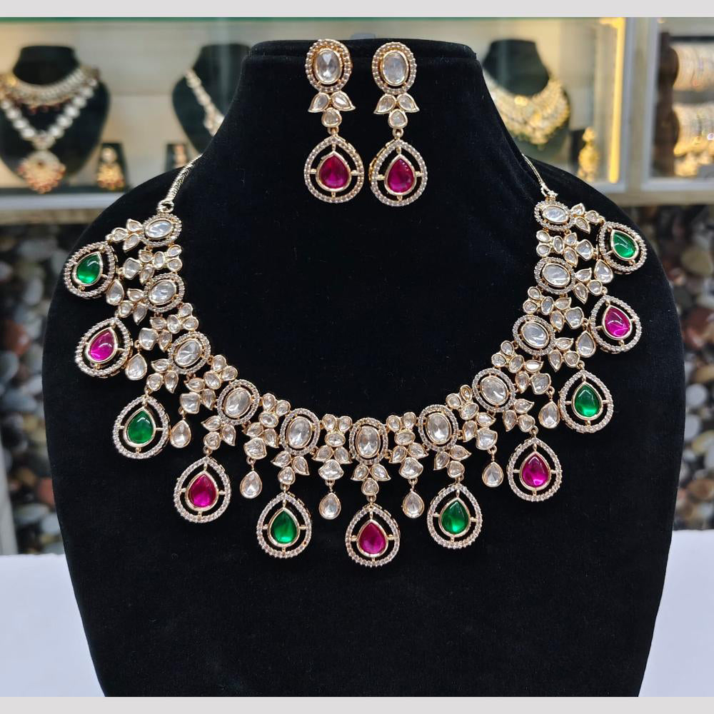 Rajwadi Collection Polki Kundan Stone Necklace Set