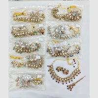 Rajwadi Collection Golden Glamour Crystal Stone And Pearl Necklace Set