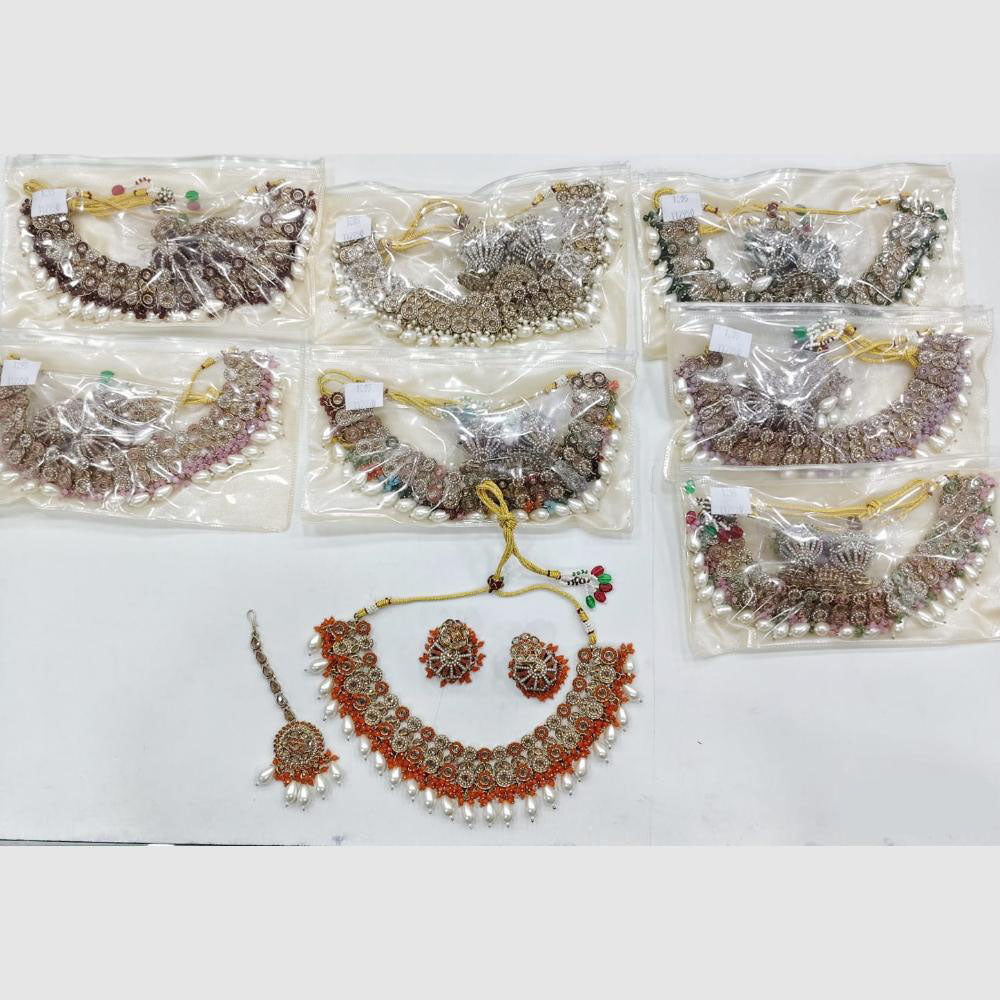 Rajwadi Collection Heirloom Glow Crystal Stone And Pearl Necklace Set