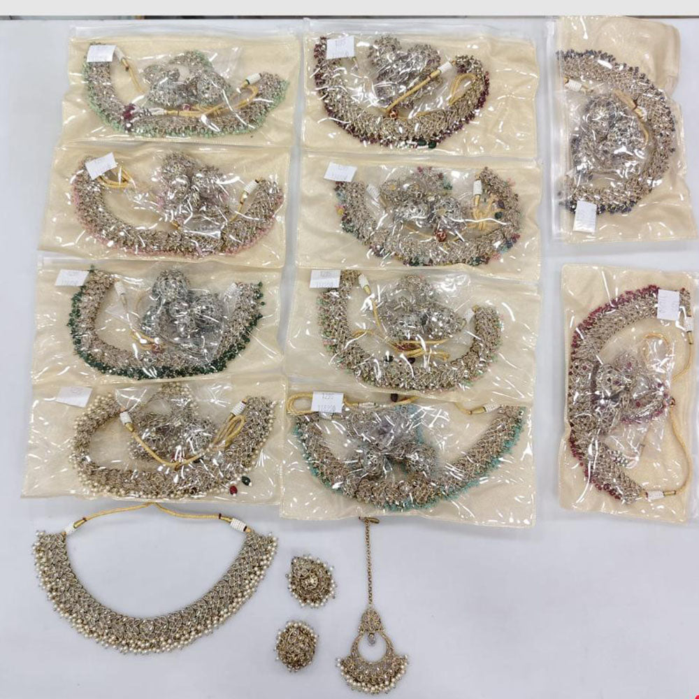 Rajwadi Collection Heirloom Glow Crystal Stone And Pearl Necklace Set
