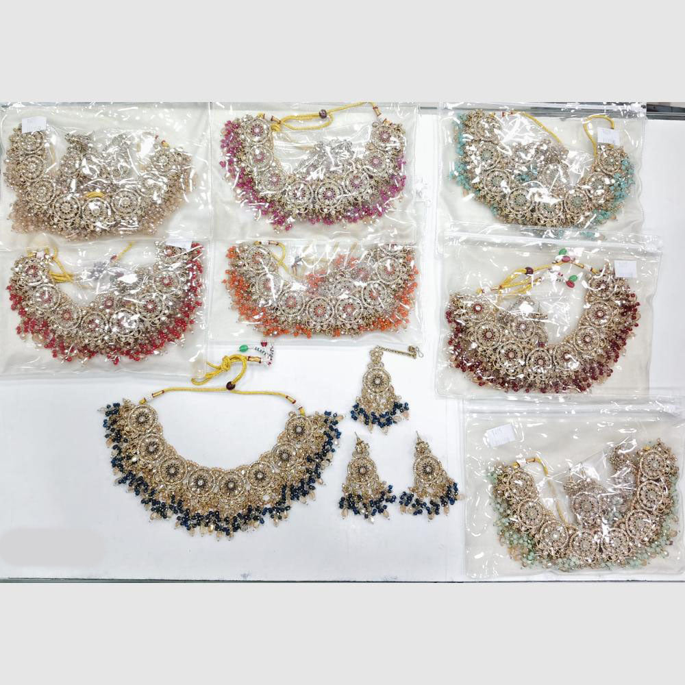 Rajwadi Collection Heirloom Glow Crystal Stone And Pearl Necklace Set