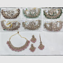 Rajwadi Collection Modern Glow Crystal Stone And Pearl Necklace Set