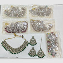 Rajwadi Collection Golden Glamour Crystal Stone And Pearl Necklace Set